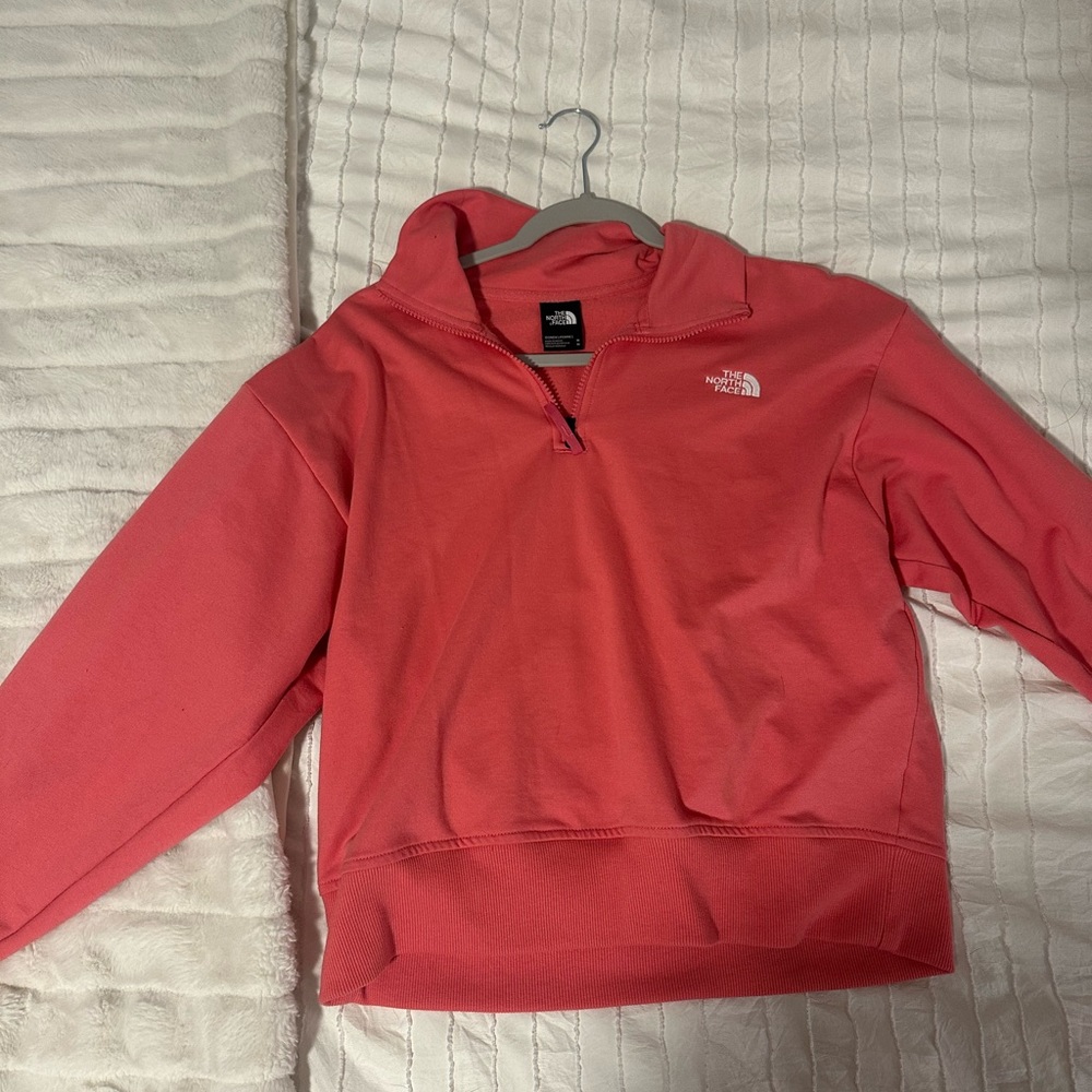 Pink north face quarters zip